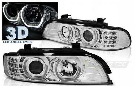 BMW E39 CHROM LED-forlygter + RINGE