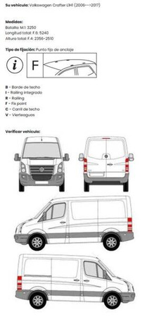 Platform til tagbagagebærer Volkswagen Crafter I L1H1