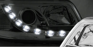 Lygter Forlygter Ny Vw T5 03-09 Krom Led Drl