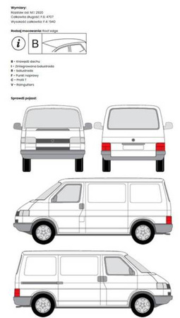 Platform til tagbagagebærer VW Transporter/ Multivan T4