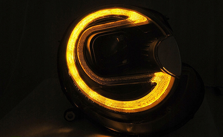 Led-forlygter i sort til Mini Cooper 06-14