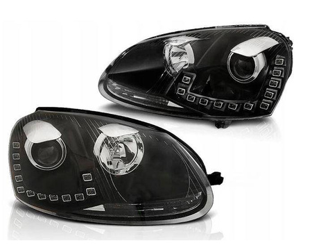 Forlygter Vw Golf V 5 03-09 led drl sort