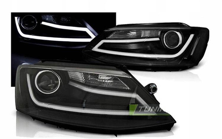 Forlygter Vw Jetta VI 11- sort led drl