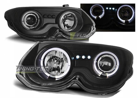 Forlygter Chrysler 300 M 99-04 angel eyes sort
