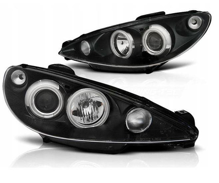 Forlygter peugeot 206 02- ring ccfl sort