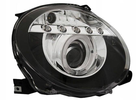 Forlygter Fiat 500 07- sort led r