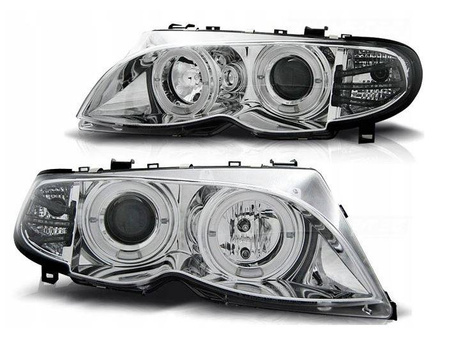 Forlygter bmw e46 01-05 engleøjne krom