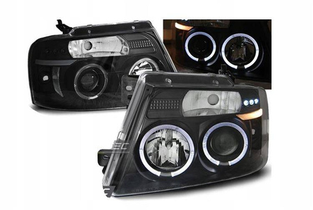 Forlygter Ford F150 mk 11 04-08 angel eyes sort