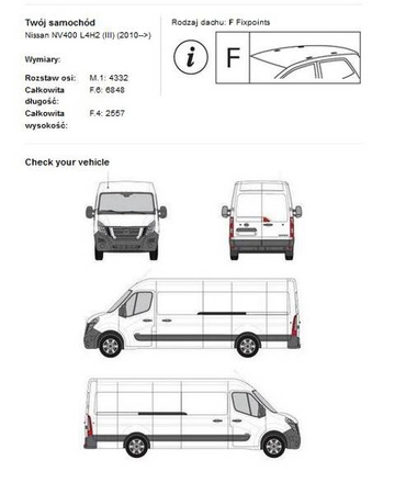 Tagplatform til bagage Nissan NV400 L4H2
