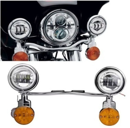 Sæt med LED-lysbjælker + blinklys med ramme