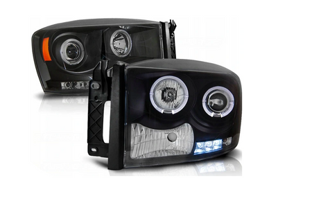 Dodge Ram-forlygter 06-08 Angel Eyes Sort