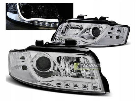Forlygter Audi A4 B6 00-04 led rør krom