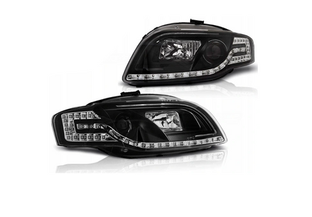 Forlygter Audi A4 B7 04-08 Led Tube Sort