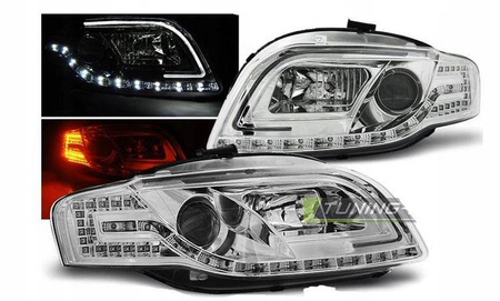 Forlygter Audi A4 B7 04-08 led-rør krom