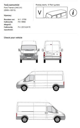Platform til tagbagagebærer Ford Transit L3H2 FRA 2000-2013
