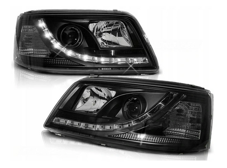 Forlygter Ny Vw T5 03-09 Sort Led Drl