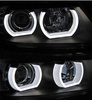Forlygter BMW E90/E91 05-08 sort ring led 3d xenon