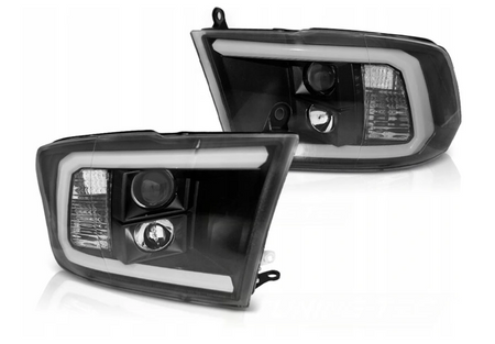 Tube light forlygter Sort til Dodge Ram 09-18