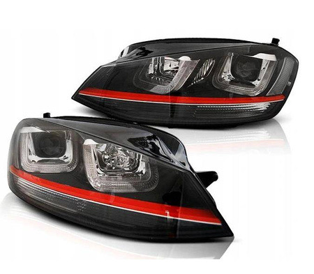 Forlygter vw golf vii 7 12- sort led drl gti