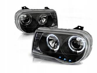 Forlygter Chrysler 300c 05- linser ringi sort
