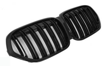GRILL BMW X1 F48 LCI 19- DOBBELT BLANK SORT