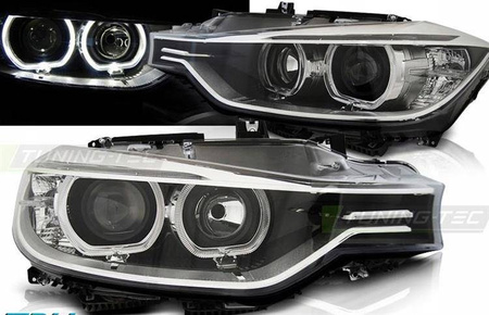 Forlygter BMW F30 F31 Angel Eyes LED Sort