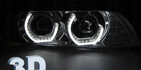 BMW E39 SORT LED-forlygter + RINGE