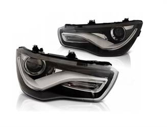 Audi A1 forlygter 10-14 led drl sort depo