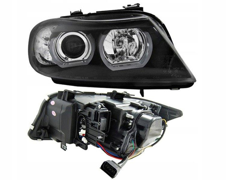 Forlygter BMW E90/E91 05-08 sort ring led 3d xenon