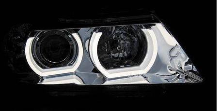 Bmw E90 E91 forlygter 05-08 kromringe 3d