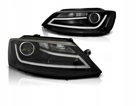 Forlygter Vw Jetta VI 11- sort led drl