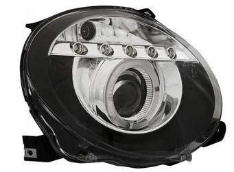 Forlygter Fiat 500 07- sort led r