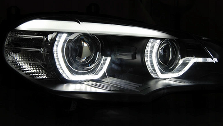 Lygter Bmw X5 E70 07-10 Ringe 3d Drl Sort Xenon