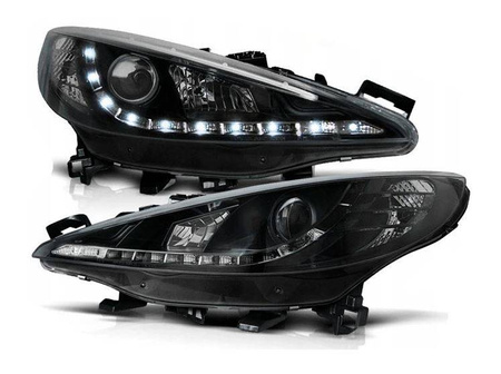 Forlygter Peugeot 207 06-09 Dagslys Sort