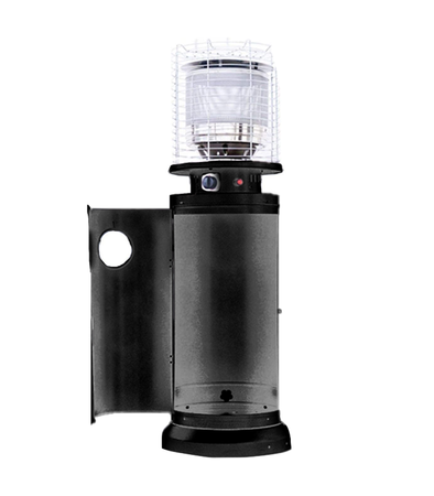 CIRKULÆR GASTERRASSEVARMER MED FLAMMEEFFEKT OG BESKYTTELSESDÆKSEL