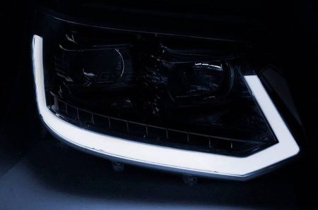 Forlygter nye VW T5 10-15 LED TUBE BLACK T6 LOOK DRL LIFT