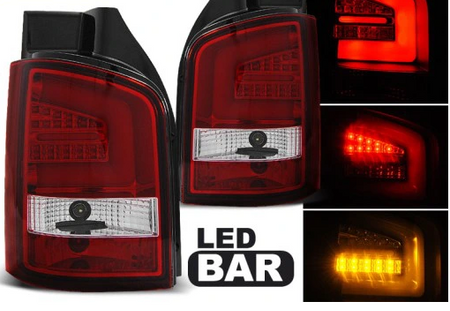 LED-baglygter VW T5 03-09 RØD HVID LED-BAR