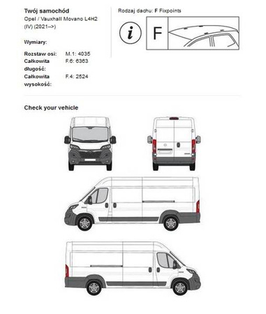 Tagbærer til Opel Movano L4H2 L4H3 2021->