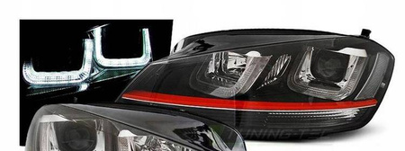 Forlygter vw golf vii 7 12- sort led drl gti
