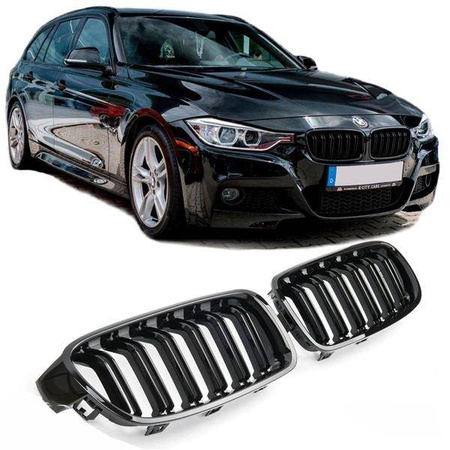 NYREGRILL BMW F30 F31 11-18 SORT BLANK DOBBELT