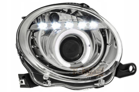 Forlygter Fiat 500 07- Chrome led r