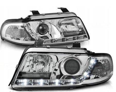 Forlygter Audi A4 B5 99-00 dagslys krom