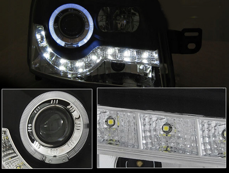 Forlygter Fiat Panda 03- Sort Led