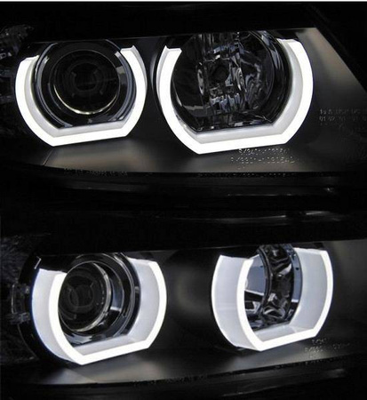 Lygter BMW E90/E91 05-08 sort ring led 3d