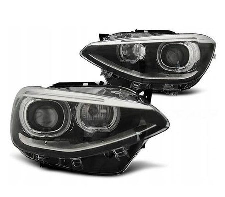 Forlygter Bmw F20 F21 11-14 led ringlys sort