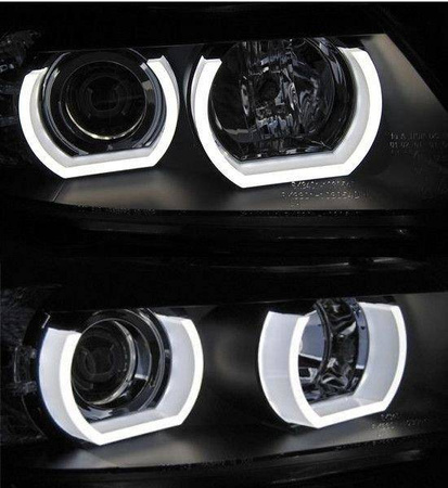 Forlygter BMW E90/E91 05-08 sort ring led 3d xenon