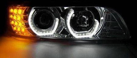 BMW E39 SORT LED-forlygter + RINGE