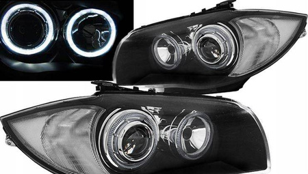 Forlygter BMW E87 E81 04-11 Led Ringlights Sort