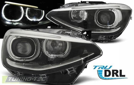 Forlygter Bmw F20 F21 11-14 led ringlys sort