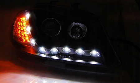Forlygter Seat Ibiza 6l 02-08 Sort Led